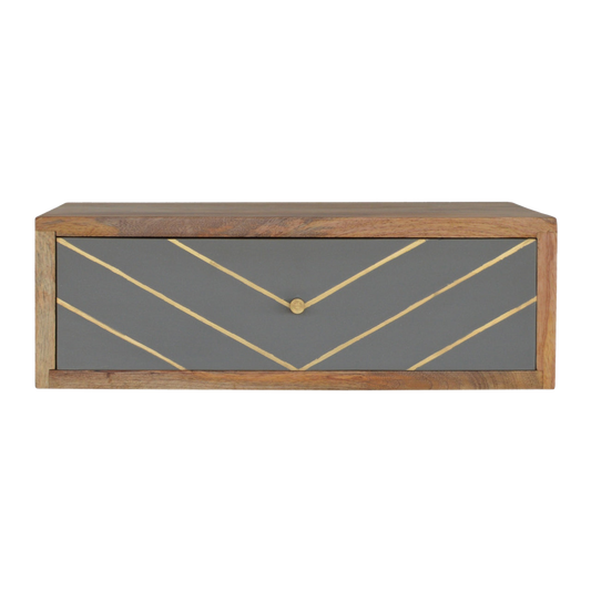 Floating Cement Brass Inlay Bedside