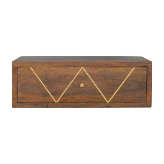 Floating Chestnut Brass Bedside