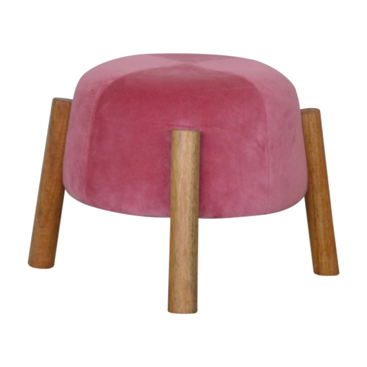 Pink Velvet Cone Footstool