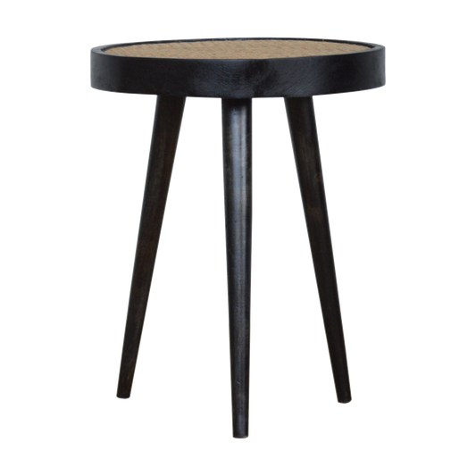 Carbon Black Rattan End Table