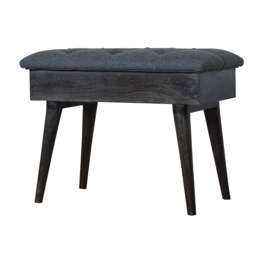 Black Tweed Storage Bench