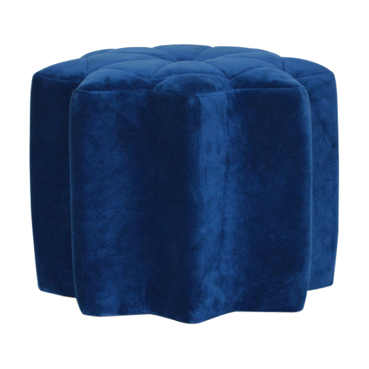 Blue Velvet Star Footstool