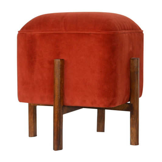 Brick Velvet Solid Wood Footstool