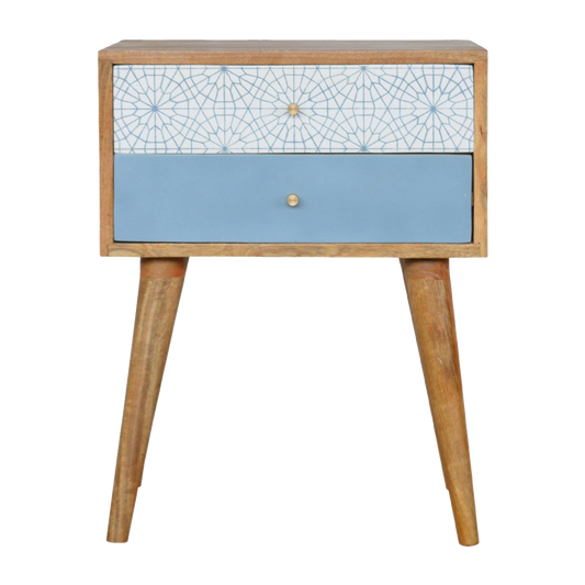 Blue Patterned Bedside