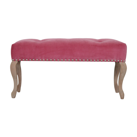 French Style Pink Velvet Bench