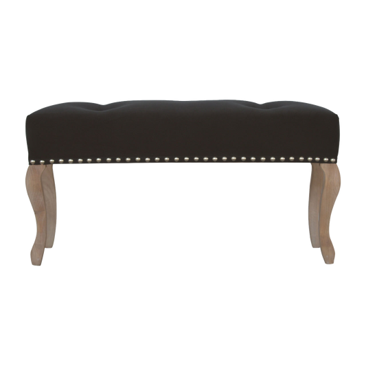 French Style Black Velvet Bench