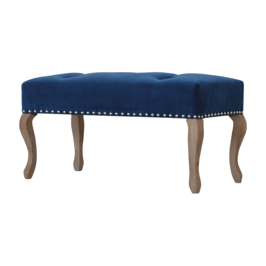 French Royal Blue Velvet Bench