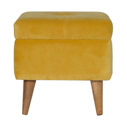 Mustard Velvet Storage Footstool