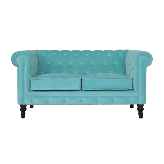 Aqua Velvet Chesterfield Sofa