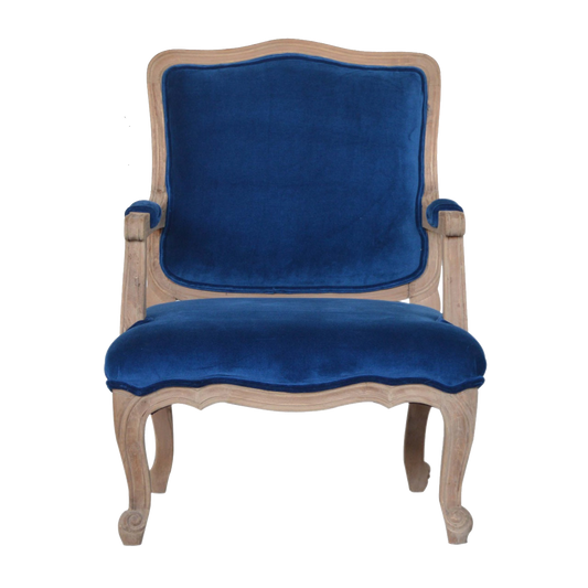 Royal Blue Velvet French Chair