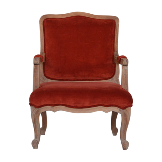 Brick Red Velvet French Style Chair