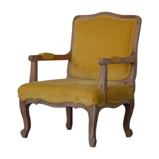 Mustard Velvet French Style Chair