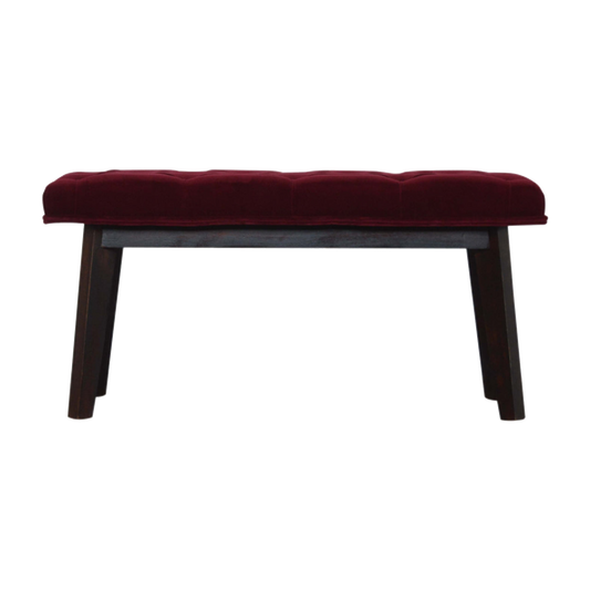 Wine Red Velvet Hallway Bench