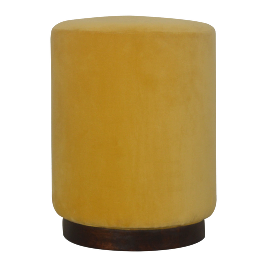 Mustard Velvet Wooden Footstool