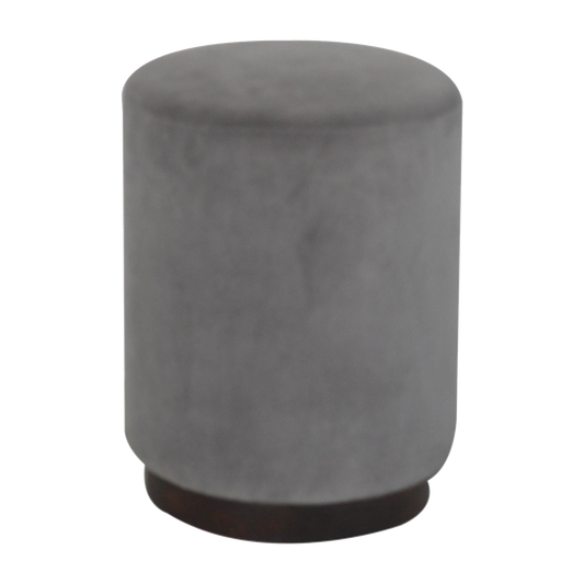 Grey Velvet Wooden Footstool