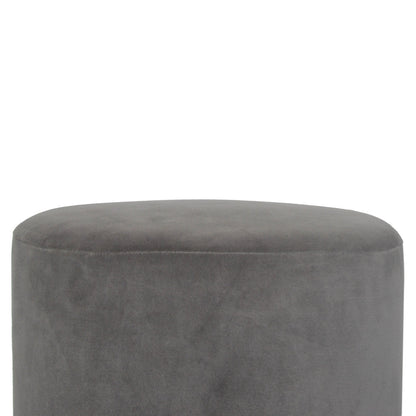 Grey Velvet Wooden Footstool