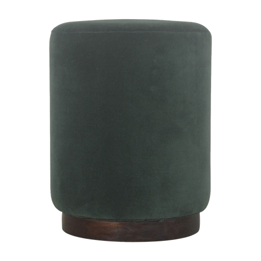 Emerald Footstool with Wood Base