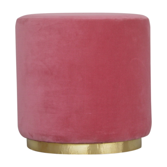 Large Pink Footstool with Gold Base