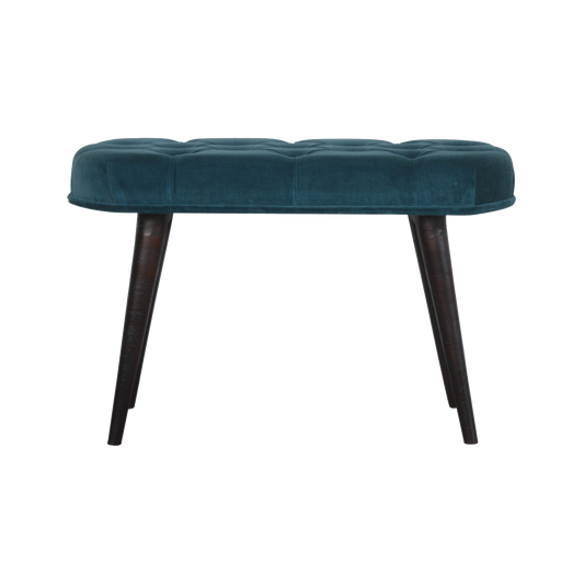 Teal Cotton Velvet Button Bench