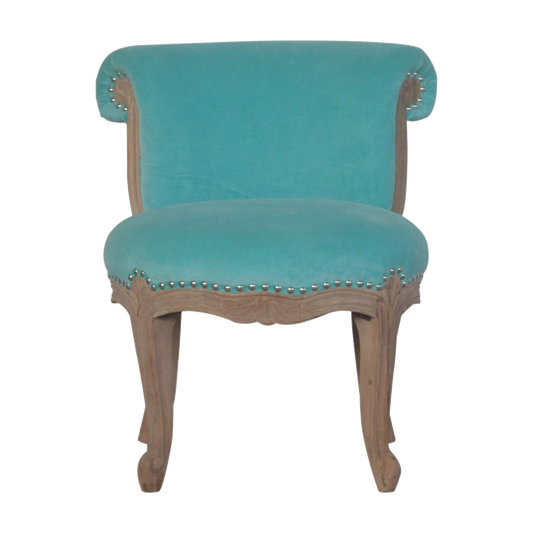 Aqua Velvet Studded Chair