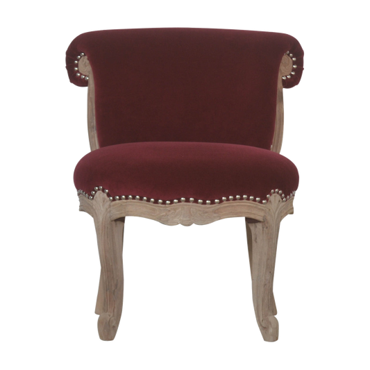 Wine Red Velvet Studded Chair