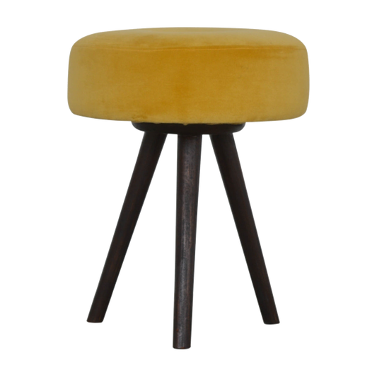 Mustard Velvet Tripod Footstool