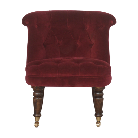 Wine Red Velvet Accent Chair