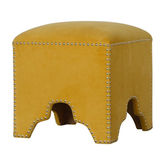 Mustard Studded Footstool