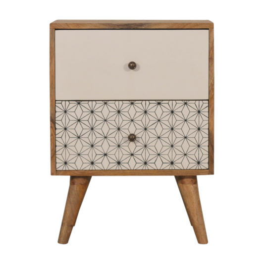 Geo Screen Printed 2 Tone Bedside
