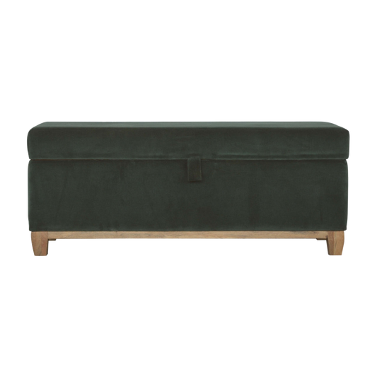 Emerald Cotton Velvet Storage Box
