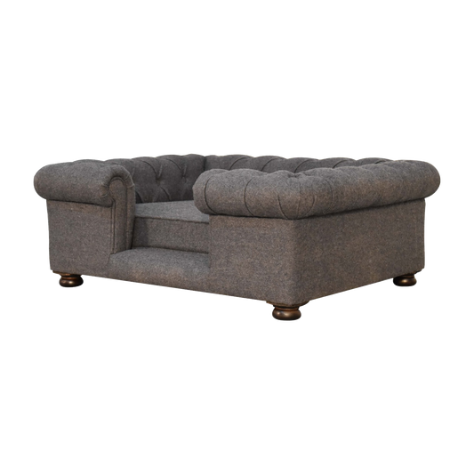 Battleship Tweed Button Pet Bed