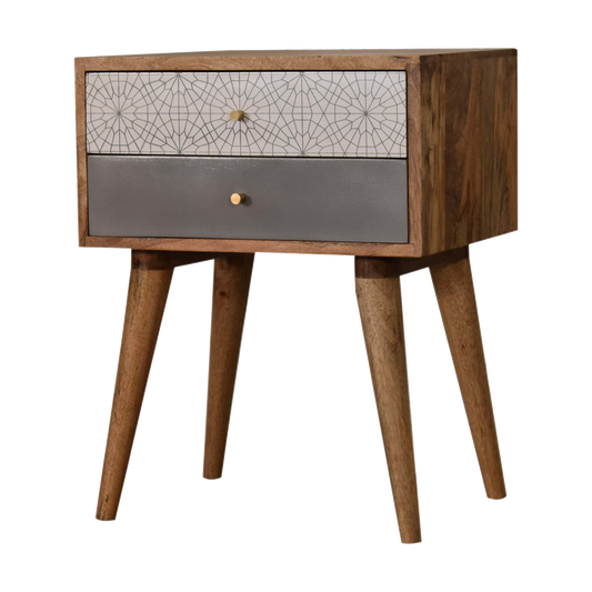 Grey Patterned Bedside
