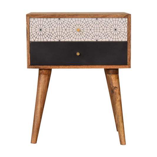Black Patterned Bedside