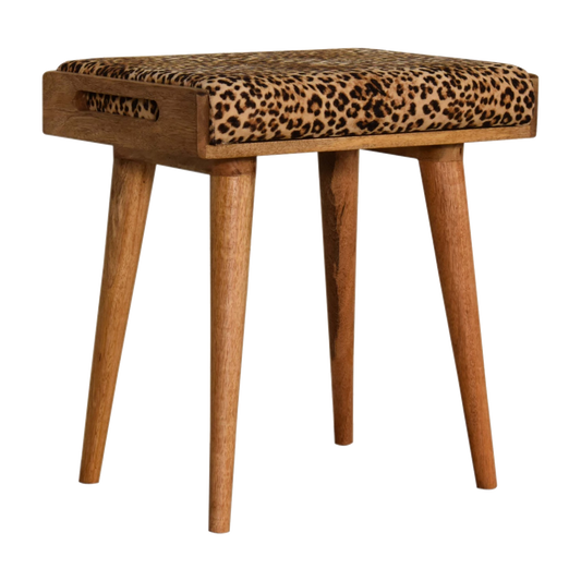 Leopard Velvet Tray Style Footstool