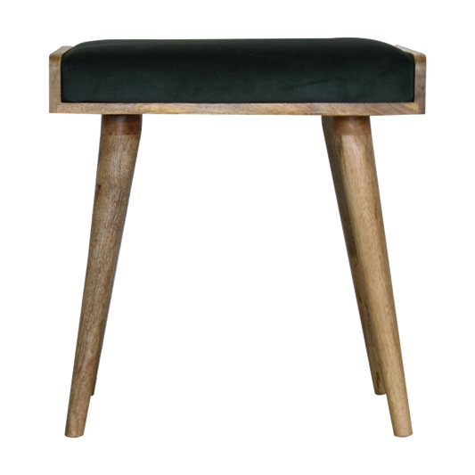Emerald Velvet Tray Style Footstool
