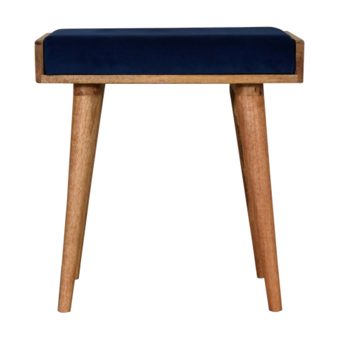 Royal Blue Velvet Tray Footstool