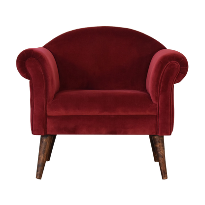 Wine Velvet Nordic Style Armchair