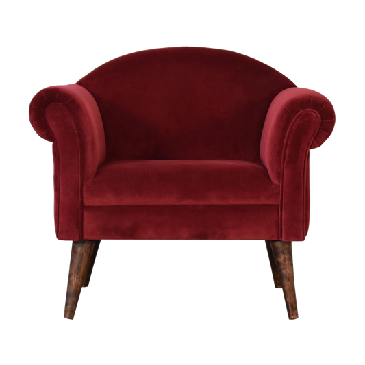 Wine Velvet Nordic Style Armchair