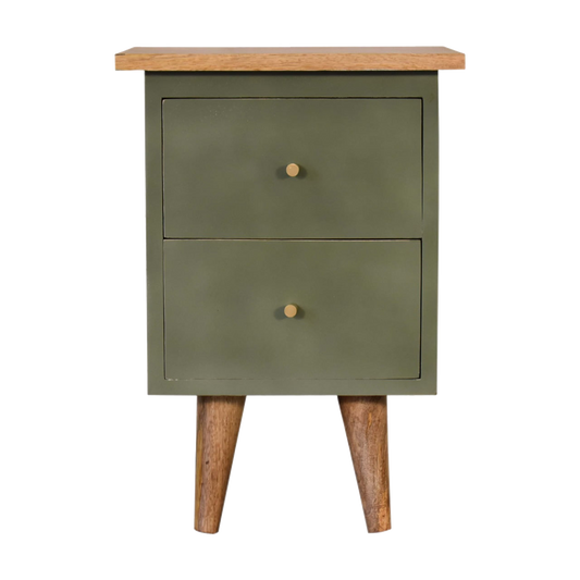 Olive Hand Painted Bedside