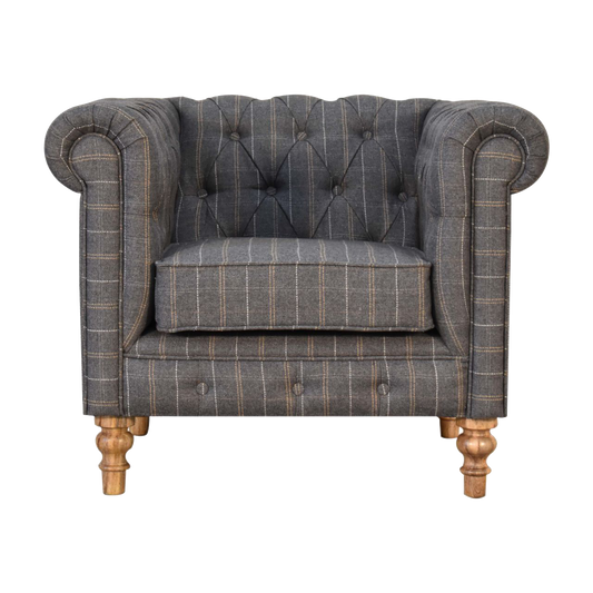 Pewter Tweed Chesterfield Armchair