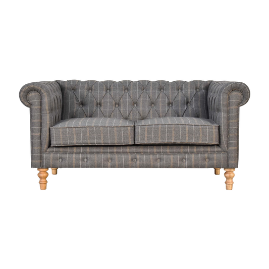 Pewter Tweed 2 Seat Chesterfield Sofa