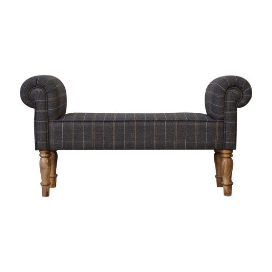 Pewter Tweed Turned Bedroom Bench