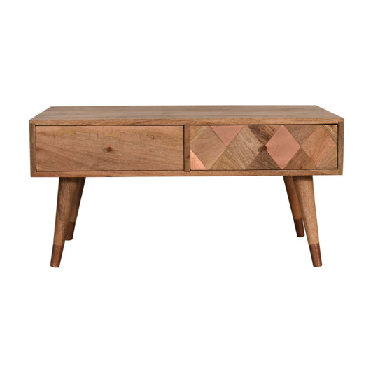 Oak-Style Copper Inlay Coffee Table