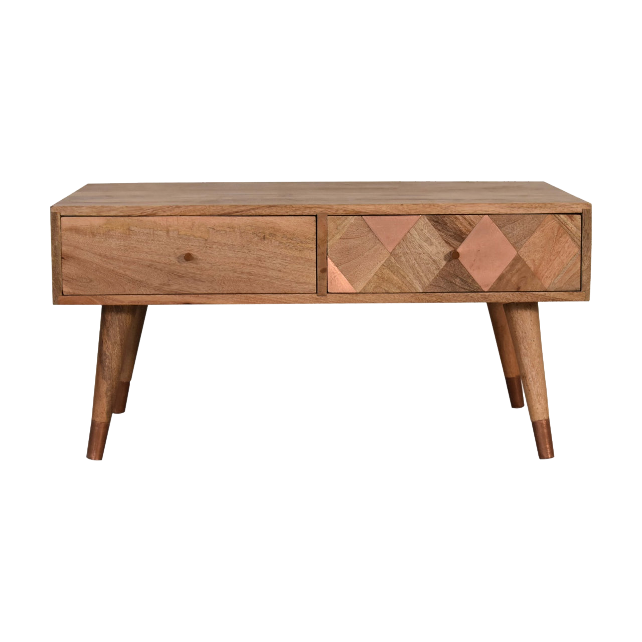 Oak-Style Copper Inlay Coffee Table