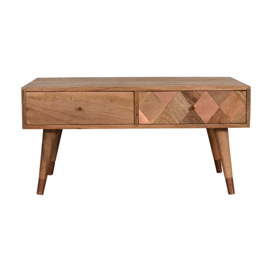 Oak-Style Copper Inlay Coffee Table