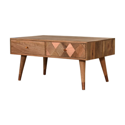 Oak-Style Copper Inlay Coffee Table