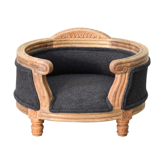 Carved Battleship Tweed Pet Bed