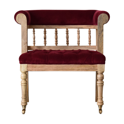 Wine Red Mini Deep Button Bench