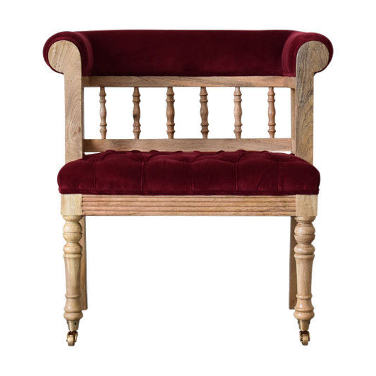 Wine Red Mini Deep Button Bench