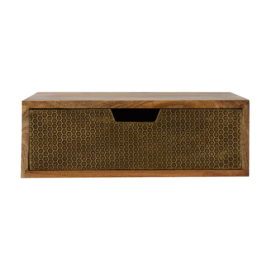 Floating Honeycomb Brass Bedside